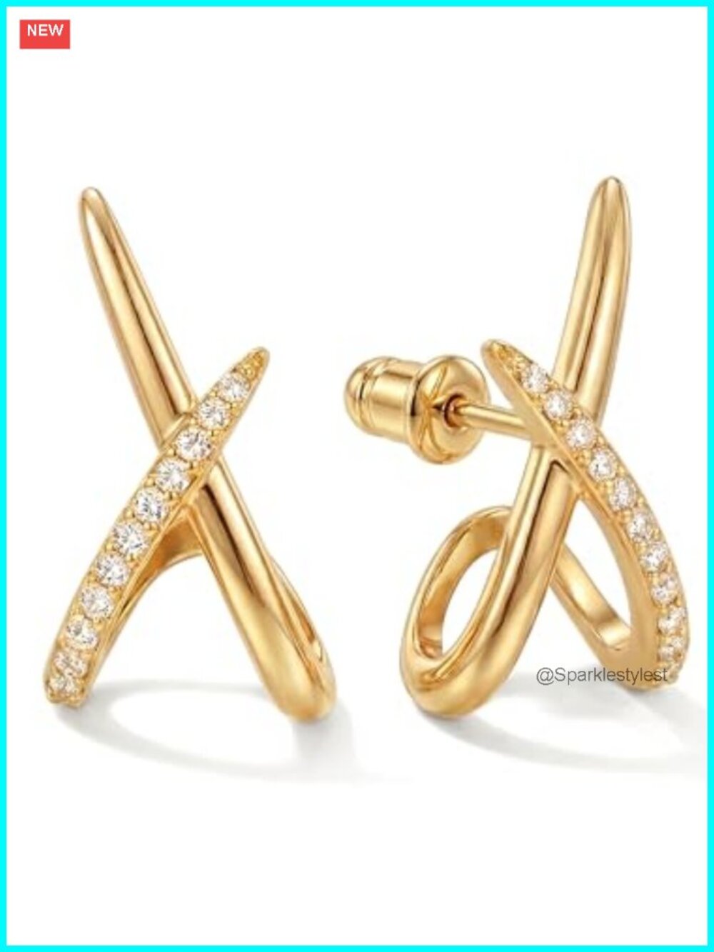 14K Gold Stud Earrings Dainty Cubic Zirconia Hypoallergenic